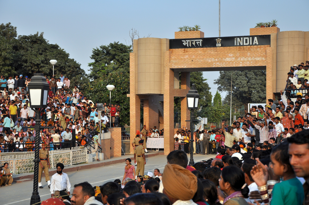 Wagah Border India Oct Indian Visitors Encourage M